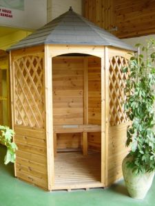 image: Pagoda | This Pagoda adds beauty and style to any garden. Maintenance free fibreglass roof with slate effect. + IN BUILT BENCH